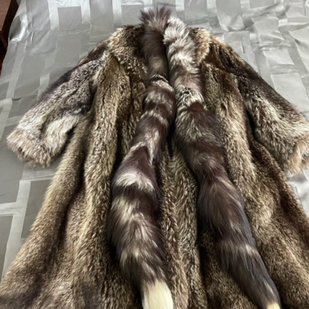 Petite genuine raccoon coat